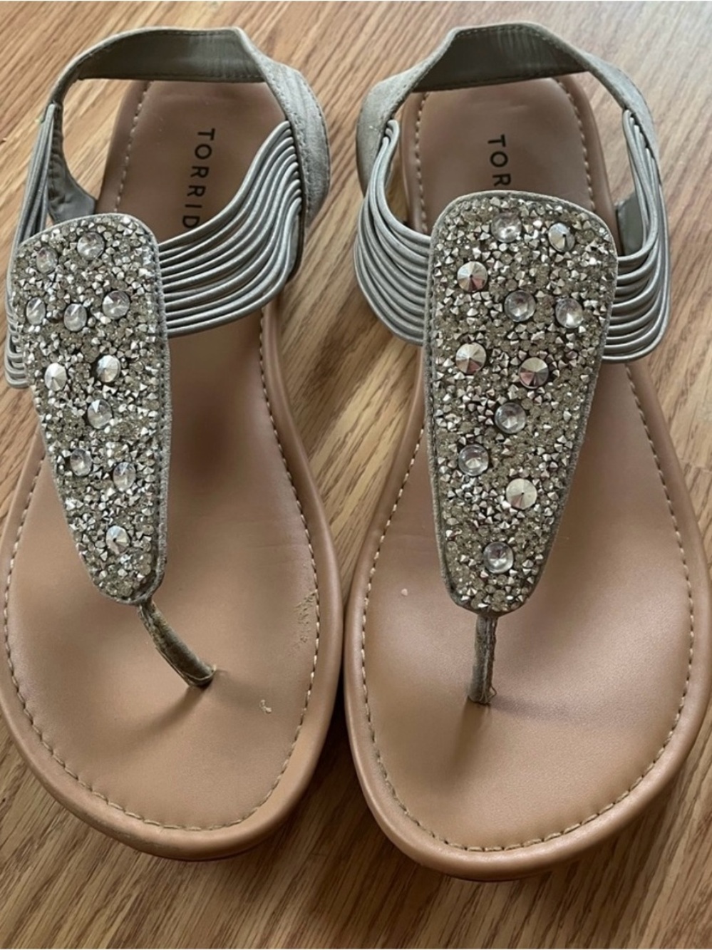 torrid Silver Crystal T-Strap Sandals
